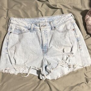 Light Blue Distressed Denim Shorts